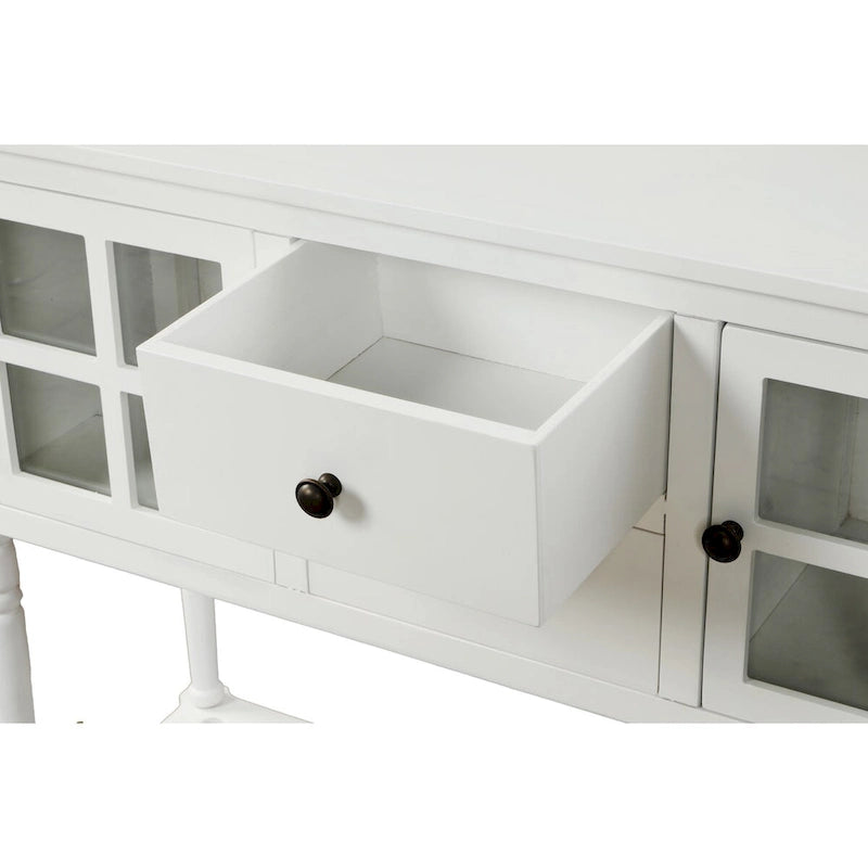 Console d’entrée buffet avec rangement, en bois blanc style fermier